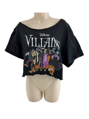 Disney Villains Off Shoulder Cropped T-Shirt Tee Cruella Maleficent Ursula Hades